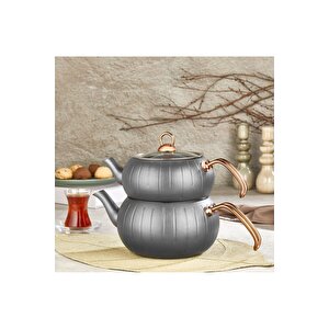 Meridian - 8218 - 4 Parça, (üst; 1,6 Lt. - Alt; 3,0 Lt.) Bio Granit, Çaydanlık Seti L Boy, Antrasit