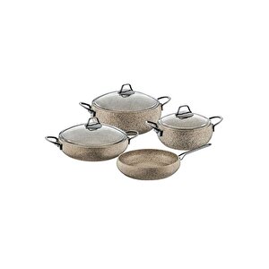 Sandstorm - 3051 - 7 Parça - Bio Granit - Pfoa Ve Ptfe Free - Tencere, Tava Çeyiz Seti