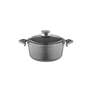 3110 - 2 Parça - Biogranit - 30x13,5 Cm 8,7 Litre - Derin Tencere, Gri Gövde, Gri Detay