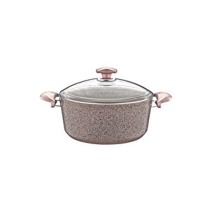 3110 - 2 Parça - Biogranit - 22x11,5 Cm 3,50 Litre - Derin Tencere, Sütlü Kahve Gövde Ve Detay