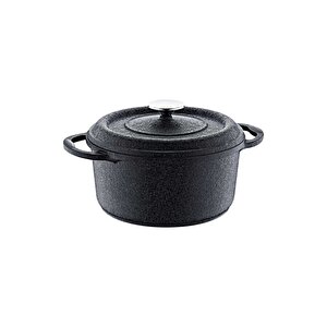 Quartz Prıme - 3050 - 7 Parça, Biogranit, Döküm, Tencere Seti Siyah Gövde, Platin Detay