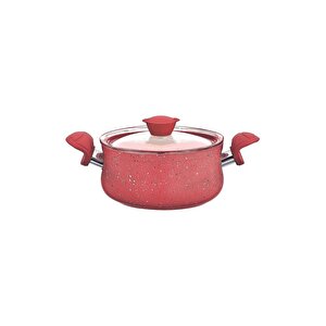 3027 - 6 Parça Biogranit, Ergonomik, Güveç Seti, Kırmızı Gövde - Kırmızı Detay