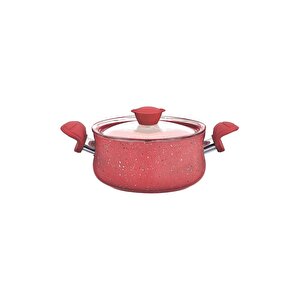 3027 - 6 Parça Biogranit, Ergonomik, Güveç Seti, Kırmızı Gövde - Kırmızı Detay