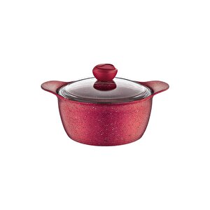 3120 - 2 Parça - Bio Granit Döküm, 28x14 Cm - 7,5 Lt. Derin Tencere Kırmızı Gövde, Kırmızı Detay