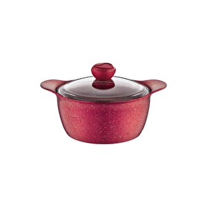 3120 - 2 Parça - Bio Granit Döküm, 28x14 Cm - 7,5 Lt. Derin Tencere Kırmızı Gövde, Kırmızı Detay