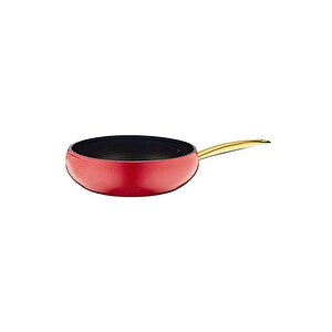Elegant - 3039 -7 Parça, Bio Granit, Tencere, Tava, Çeyiz Seti, Simli Kırmızı Gövde, Gold Detay