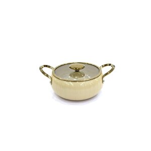 12002 - Allure - Pure Ceramic - 9 Parça - Biogranit, Seramik, Set, Krem Gövde, Gold Detay
