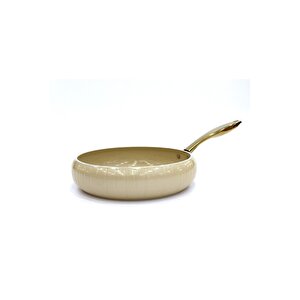 12002 - Allure - Pure Ceramic - 9 Parça - Biogranit, Seramik, Set, Krem Gövde, Gold Detay