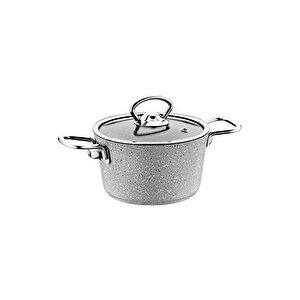 3111 2 Parça Bio Granit Mini Tencere 16x8,5 Cm Gri