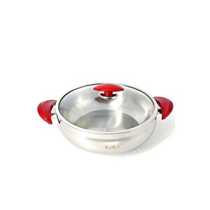 2032l - 2 Parça - Paslanmaz Çelik, İndüksiyonlu, 30x10 Cm - 7,10 Litre, Basık Tencere, Gümüş Renk