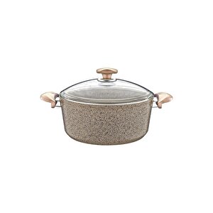 3110 2 Parça Bio Granit Derin Tencere 20x10 Cm 2,60 Litre Sütlü Kahve Rengi