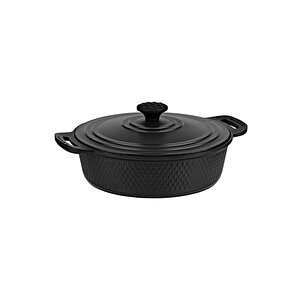 Trıana - 3536 - 7 Parça Biogranit, Döküm, Tencere , Tava, Çeyiz Seti - Siyah Renk