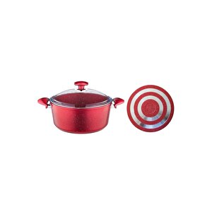 3110 - 2 Parça - Bio Granit - 18x10 Cm 2,0 Litre - Ptfe Ve Pfoa Içermeyen Derin Tencere Kırmızı Renk