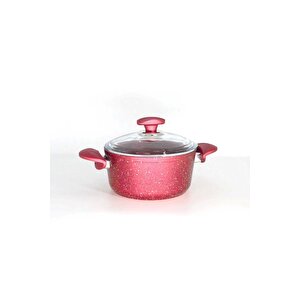 3110 - 2 Parça - Bio Granit - 18x10 Cm 2,0 Litre - Ptfe Ve Pfoa Içermeyen Derin Tencere Kırmızı Renk