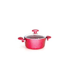 3110 - 2 Parça - Bio Granit - 18x10 Cm 2,0 Litre - Ptfe Ve Pfoa Içermeyen Derin Tencere Kırmızı Renk