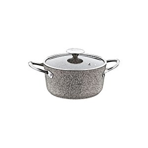 3316 - 2 Parça, Bio Granit, İndüksiyonlu, 28x8 Cm-4,0 Litre Basık Tencere K.bej Gövde, Platin Detay