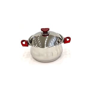 5037 - 4 Parça - 7 Litre Matik Düdüklü Ve 22 Cm Kuskus, Özbek Mantı Buharlı Pişirici, Kırmızı Detay