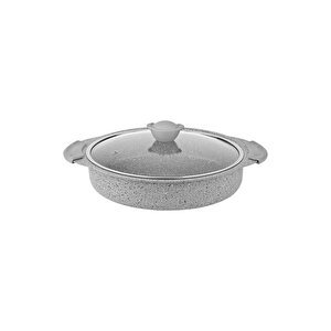 3322 2 Parça Bio Granit 28x6,5 Cm 3,50 Litre Karnıyarık Tencere Gri