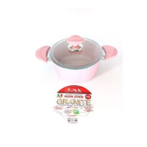 3110 - 2 Parça - Bio Granit - 20x10 Cm 2,6 Litre - Ptfe Ve Pfoa Içermeyen Derin Tencere Pembe Renk