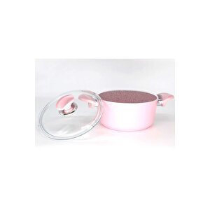 3110 - 2 Parça - Bio Granit - 28x13 Cm 6,95 Litre - Ptfe Ve Pfoa Içermeyen Derin Tencere Pembe Renk