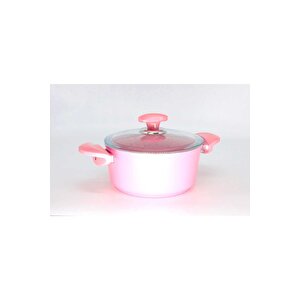 3110 - 2 Parça - Bio Granit - 28x13 Cm 6,95 Litre - Ptfe Ve Pfoa Içermeyen Derin Tencere Pembe Renk