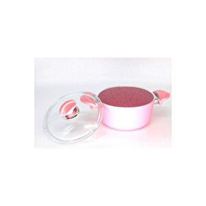 3110 - 2 Parça - Bio Granit - 28x13 Cm 6,95 Litre - Ptfe Ve Pfoa Içermeyen Derin Tencere Pembe Renk