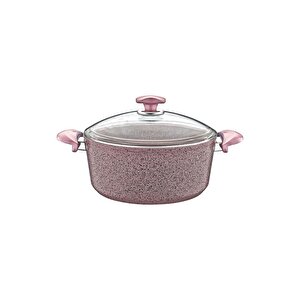 3110 2 Parça Bio Granit 30x13,5 Cm 8,7 Litre Derin Tencere Pembe