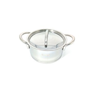 2036 - 2 Parça - Paslanmaz Çelik, İndüksiyonlu, 26x16 Cm - 8,0 Litre Derin Tencere, Gümüş Renk