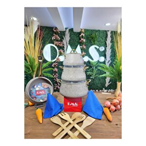 Keops - 3041 - 7 Parça, Bio Granit, Indüksiyonlu, Pfoa Ve Ptfe Free Tencere Tava Çeyiz Seti Kum Beji
