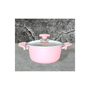 3110 - 2 Parça - Bio Granit - 18x10 Cm 2,0 Litre - Ptfe Ve Pfoa Içermeyen Derin Tencere Pembe Renk