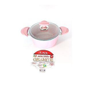 3110 - 2 Parça - Bio Granit - 18x10 Cm 2,0 Litre - Ptfe Ve Pfoa Içermeyen Derin Tencere Pembe Renk