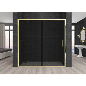 Carmen Temperli 6 Mm Ön Cephe Cam Duşakabin Altın Profil Füme Cam