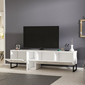 T0016 Kapaklı, Metal Ayaklı, Tv Sehpası, Beyaz/beyaz Mermer Beyaz Beyaz Mermer