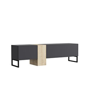 T0016 Kapaklı, Metal Ayaklı, Tv Sehpası, Antrasit/safir Meşe