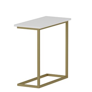 Narin Yan Sehpa, Metal Ayaklı Çok Amaçlı Yan Sehpa, Beyaz/gold