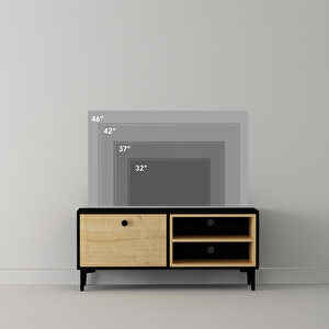 Selis T004 Modern TV Sehpası – Ahşap Siyah/Safir Meşe - 120 cm