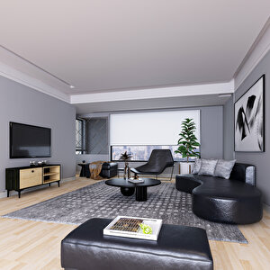 Selis T004 Modern TV Sehpası – Ahşap Siyah/Safir Meşe - 120 cm