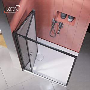 Vi̇kka | Siyah, Nervür Desenli Cam, Katlanır Duşakabin 100 cm