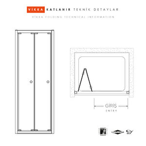 Vi̇kka | Krom, Nervür Desenli Cam, Katlanır Duşakabin