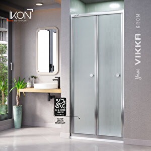 Vi̇kka | Krom, Nervür Desenli Cam, Katlanır Duşakabin