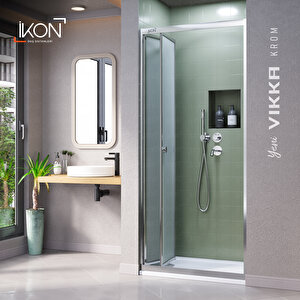 Vi̇kka | Krom, Nervür Desenli Cam, Katlanır Duşakabin