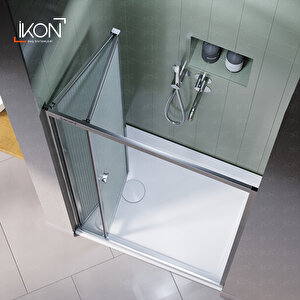 Vi̇kka | Krom, Nervür Desenli Cam, Katlanır Duşakabin 87 cm