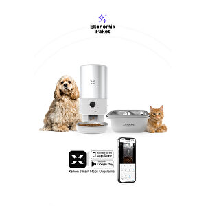 Akıllı Çelik Mama Kabı 5 L Ve Akıllı Çelik Su Pınarı 4 L, Wifi Ile Mobil Kontrol, Akıllı Otomatik 2'li Pet Seti