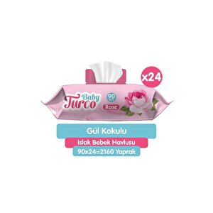 Gül Kokulu Islak Bebek Havlusu 24x90 Adet