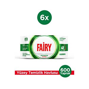 Power Wipes Yüzey Temizleme Mendili 100 Yaprak 6 Adet | Beyaz Sabun | Beyaz Sirke & Karbonat