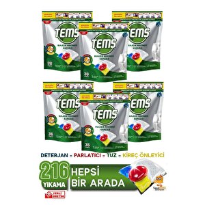 Bulaşık Makinesi Kapsül Deterjanı 36'lı X 6 Paket (216 Yıkama)