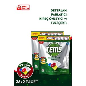 4 Etkili Bulaşık Makinesi Kapsül Deterjanı 72'li ( 2x 36'lı Paket)