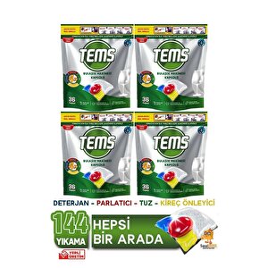 Bulaşık Makinesi Kapsül Deterjanı 36'lı X 4 Paket (144 Yıkama)