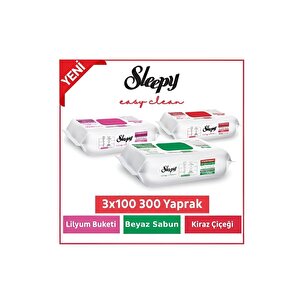 Easy Clean Lilyum Buketi + Beyaz Sabun + Kiraz Çiçeği 3x100 (300 Yaprak)