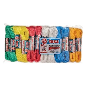 Temsan 20 Metre Naylon Çamaşır İpi 24'lü Tdrtr Çok Renkli